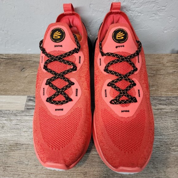 Under Armour Curry Flow Go Running Shoes Coral Red Black 3023814-604 Siz… - Picture 7 of 13